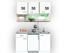 Single-keuken-Wit-150-cm-incl.-rvs-spoelbak-koelkast-en-e-kookplaat-en-afzuigkap-HRG-7400