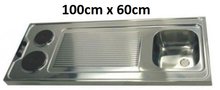 2-pit Aanrechtblad 100cm x 60cm met spoelbak en e-kookplaten RAI-180 afbeelding