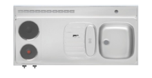 RVS aanrechtblad opleg 120cm x 60cm met 2-pit Elektrische kookplaat RAI-2553 afbeelding