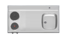 RVS aanrechtblad opleg 100cm x 60cm met 2-pit Elektrische kookplaat RAI-2550 afbeelding