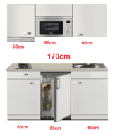 Kitchenette 170cm met koelkast en kookplaat en magnetron en afzuigkap RAI-4331 afbeelding