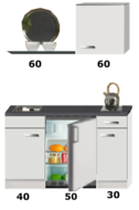 Kitchenette 120 met koelkast, kookplaat en een wandkast 60cm RAI-5959 afbeelding