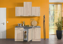 Kitchenette 150cm eikenhout met koelkast en kookplaat RAI-555 afbeelding
