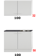 Kleine keuken 100cm x 50cm diep met rvs spoelbak en wandkasten RAI-9913 afbeelding