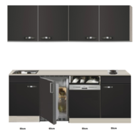 Kitchenette Faro Antraciet met koelkast en vaatwasser 210cm HRG-5385 afbeelding