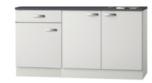 Kitchenette Wit Hoogglans 160 cm incl rvs spoelbak RAI-5255 afbeelding