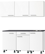 Kitchenette 180 cm wit mat met stelpoten en wandkasten RAI-0144 afbeelding