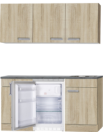 Kitchenette Neapels 150cm met wandkasten, koelkast en kookplaat HRG-081 afbeelding