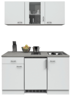 keukenblok 150cm met koelkast wit mat incl wandkasten RAI-999 afbeelding