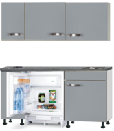 keukenblok 150cm Grijs incl wandkasten en inbouw koelkast RAI-991 afbeelding