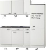 Kitchenette 190cm Lagos wint glans incl inbouw koelkast RAI-301 afbeelding