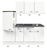 Kitchenette 170cm Lagos wint glans incl inbouw koelkast RAI-309 afbeelding