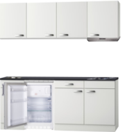 Kitchenette 190cm wit glans incl koelkast en afzuigkap HRG-508 afbeelding