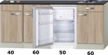 Kitchenette Houtnerf 210cm met koelkast en kookplaat HRG-500 afbeelding
