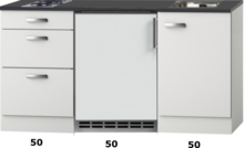 Kitchenette 150cm wit hoogglans met koelkast en kookplaat RAI-53 afbeelding