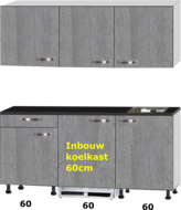kitchenette 180cm incl inbouw koelkast en kookplaat RAI-433 afbeelding