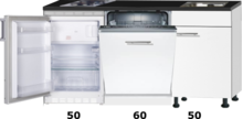 Kitchenette 160cm wit mat met vaatwasser en koelkast en kookplaat RAI-4333 afbeelding