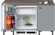 Kitchenette 160cm grijs met inbouw koelkast en stelpoten RAI-884 afbeelding