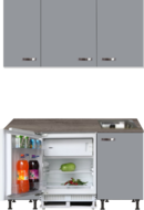 Kitchenette 160cm grijs met inbouw koelkast en wandkasten RAI-885 afbeelding