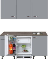 Kitchenette 180cm grijs met inbouw koelkast en wandkasten RAI-886 afbeelding