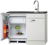 Kitchenette 100cm Lagos wit hoogglans incl inbouw koelkast RAI-258 afbeelding