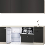 Kitchenette Faro Antraciet met koelkast en vaatwasser 200cm HRG-585 afbeelding