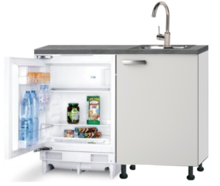Kitchenette 120cm wit glans incl inbouw koelkast RAI-04114 afbeelding