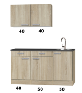 Kitchenette 140cm Neapel met spoelbak en wandkasten 80cm RAI-180 afbeelding