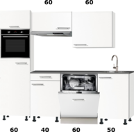 keukenblok 210cm wit mat met stelpoten en inbouw apparatuur RAI-3014 afbeelding