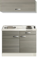 Keukenblok Vigo grjs-bruin met een la en wandkast en elec kookplaat 100 x 60 cm HRG-2022 afbeelding
