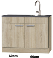 keukenblok 120 cm houtnerf incl rvs spoelbak RAI-9922 afbeelding