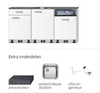 Kitchenette 180cm invl vaatwasser, wit opstelpoten RAI-885522 afbeelding