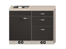 mini keuken Faro Antraciet 120cm incl spoelbak RAI-4411 afbeelding
