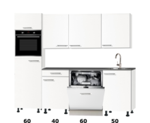 keukenblok 210cm wit mat met stelpoten en inbouw apparatuur RAI-3015 afbeelding