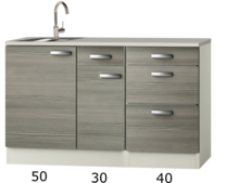Keukenblok 120cm vigo grijs-rood RAI-4392 afbeelding