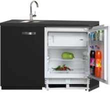 Keukenblok 120cm zwart met inbouwkoelkast RAI-2888 afbeelding