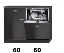 Kitchenette 120cm zwart incl vaatwasser NEY-458 afbeelding