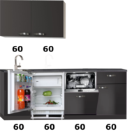 keukenblok 240cm zwart incl apparatuur NEW-024 afbeelding