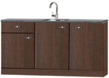 keukenblok 180cm bruin met stelpoten NEW-220 afbeelding