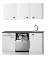 Kitchenette 160cm wit glans met vaatwasser NEW-4490 afbeelding