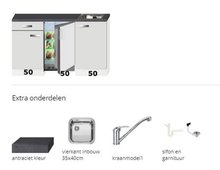 Keukenblok wit zijdeglans 150 cm koelkast en spoelbak RAI-885 afbeelding