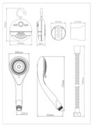 Handdoucheset met douche radio, chroom antikalk nozzles 3 functies douchekop: Ø ca. 7 cm flexibele metalen doucheslang, lengte: ca. 150 cm hoogwaardig douche radio - batterijen niet meegelev