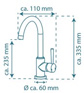 CORNWALL ééngreepsmengkraan keuken met ronde uitloop, lage druk, chroom lage druk kraan - alleen geschikt voor lage druk boilers/kleine accumulatoren (onder wastafel model) met hoge ronde uitloop