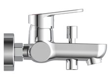 PICO ééngreepsmengkraan bad, chroom keramische schijven geluidsarme, verwisselbare 35 mm cartouche Eco-Click functie en kinderbeveiliging ½" (Ø ca. 1,9 cm) verbinding voor doucheslang metale