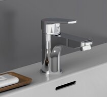 FUTURA DVGW ééngreepsmengkraan wastafel, chroom hochwaardige verchroming volgens DIN EN 248 bijzonder stil - geluidsklasse A geluidsarme, verwisselbare 35 mm-cartouche 1 ¼" (Ø ca. 4 cm) afvoer