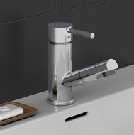 CORNWALL ééngreepsmengkraan wastafel met uittrekbare mousseur, chroom doucheslang, lengte: ca. 120 cm keramische schijven geluidsarme, verwisselbare 40 mm-cartouche Eco-Click functie en kinder