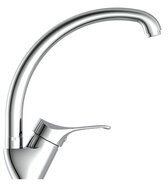 ATTICA ééngreepsmengkraan keuken met ronde uitloop, chroom kraan met ronde uitloop en draaibereik 360° keramische schijven geluidsarme, verwisselbare 40 mm-cartouche flexibele metalen aansluit