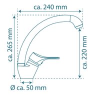 ATTICA ééngreepsmengkraan keuken met ronde uitloop, chroom kraan met ronde uitloop en draaibereik 360° keramische schijven geluidsarme, verwisselbare 40 mm-cartouche flexibele metalen aansluit