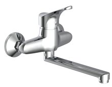 ATTICA ééngreepsmengkraan keuken, wandmontage, chroom draaibare uitloop, lengte: ca. 20 cm lengte uitloop (voorsprong): ca. 27 cm keramische schijven geluidsarme, verwisselbare 40 mm-cartouche afbeelding
