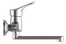 ATTICA ééngreepsmengkraan keuken, wandmontage, chroom draaibare uitloop, lengte: ca. 20 cm lengte uitloop (voorsprong): ca. 27 cm keramische schijven geluidsarme, verwisselbare 40 mm-cartouche